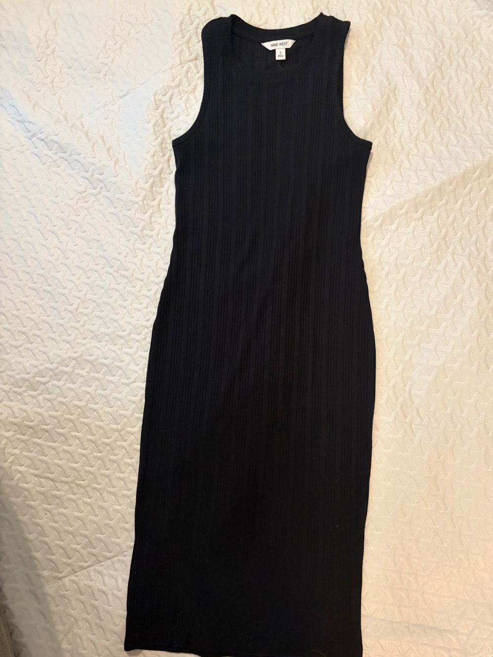 Nine West Black Ribbed Sleeveless Maxi Dress